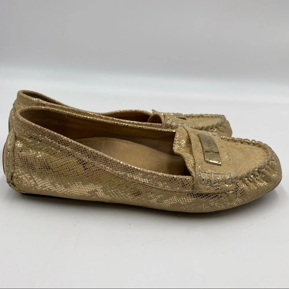 Vionic Sydney Gold Snake Print Orthaheel Loafers Women's Size 7